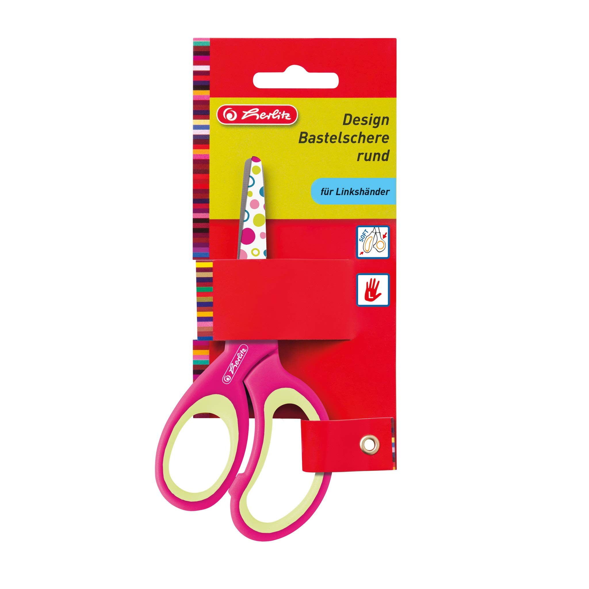 herlitz 10897163 Design Craft Scissors for Left-Handers, Round, Assorted Colours (No Choice of Colours)