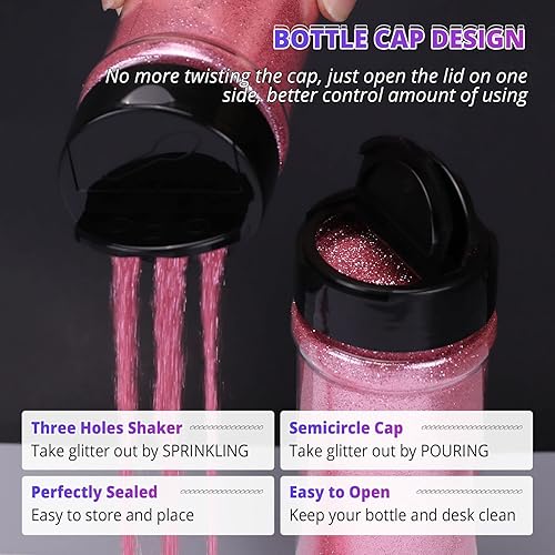 Miniatura 18 de HTVRONT Purpurina blanca fina holográfica – 1.76 oz de purpurina para resina, purpurina fina no tóxica para uñas, resina, fabricación de velas, Negro