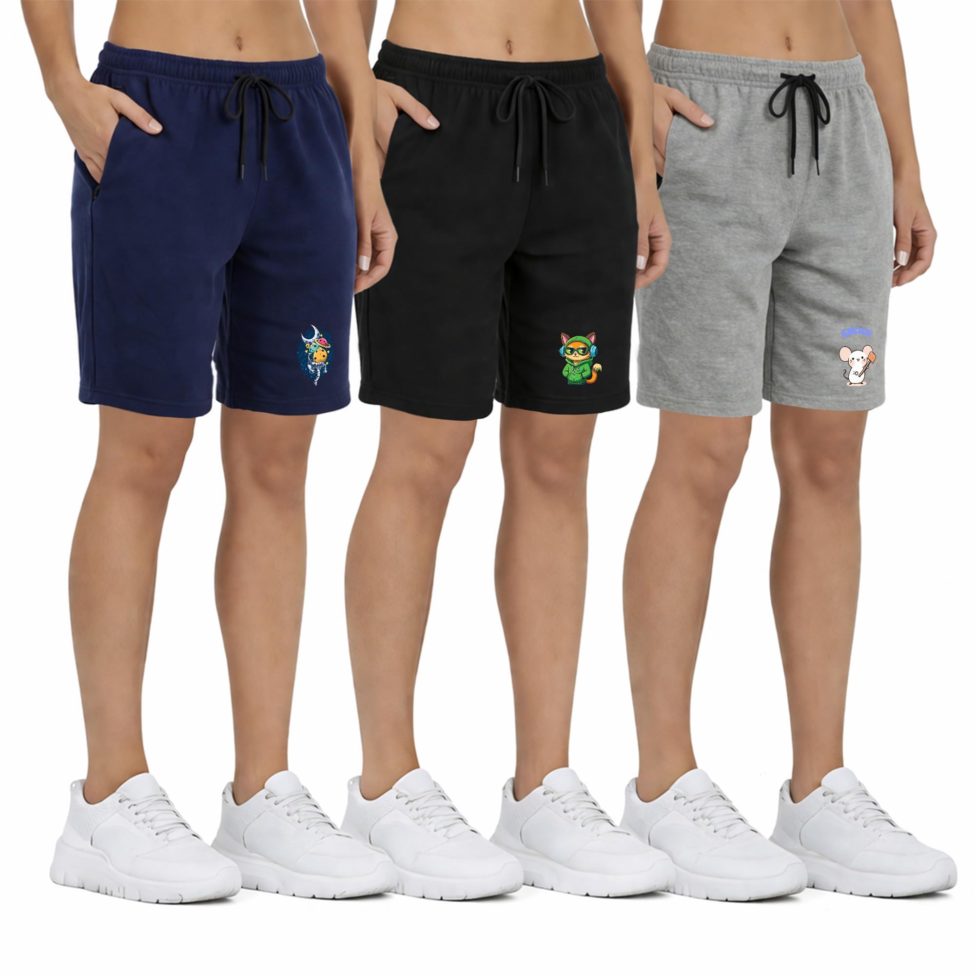 buy that trendz Womens Knee Length Shorts Smack Printed Cotton Summer Regular Fit Casual Shorts Combo for Womens Pack of 3 (S-4XL)-picture-21