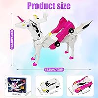 Vista 2 de Juguete de auto de unicornio transformador de colisión, 2 autos magnéticos que se transforman en unicornio, juguetes para niños pequeños, divertido