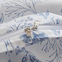 Vista 9 de EAVD Juego de ropa de cama de 3 piezas con funda de edredón floral azul, tamaño Full, algodón suave blanco y azul, juego de ropa de cama coqueto