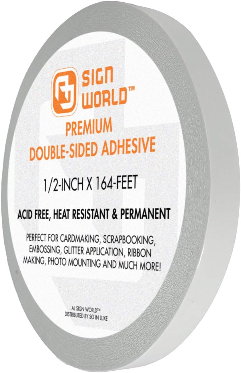 Best 1/2" Ultra-Thin Permanent Double-Sided Tape for Arts, Crafts, Photography, Scrapbooking, Tear-by-Hand, Paper Backing (1/2-Inch by 164-Feet/55 Yards)