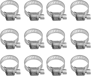 PENCK 12 Pack Hose Clamps Stainless Steel Adjustable 1/2"–3/4"(13-19mm) Worm Gear Hose Clamp Assortment Kit Metal Hose Clamp Set for Fuel Line, Plumbing, Automotive, Dishwasher, Washing Machine