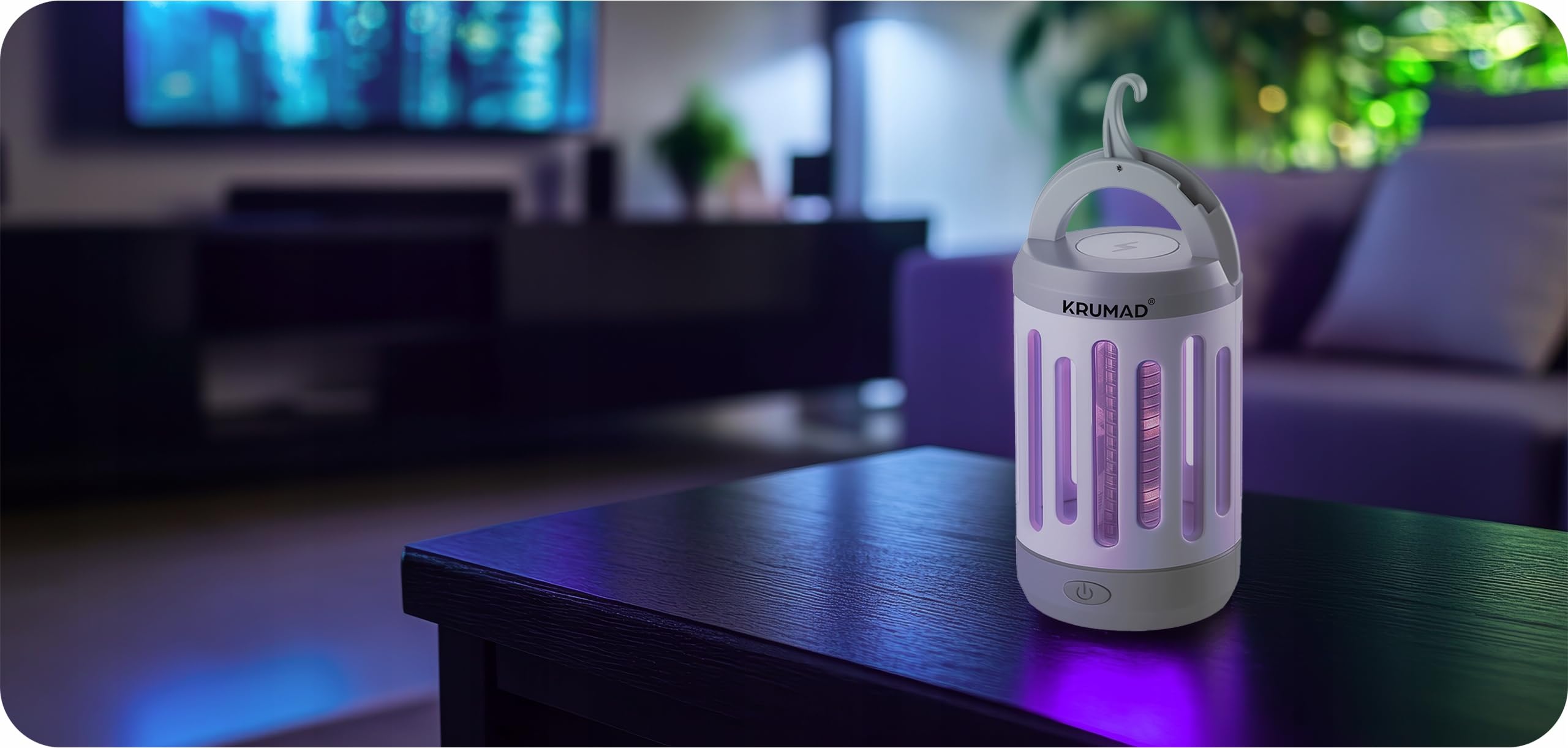 KRUMAD Lampa owadobójcza UV LED 5W, przenośna bezprzewodowa z akumulatorem i ładowaniem USB, lampa na komary i muchy do domu i na zewnątrz, pułapka elektryczna na owady