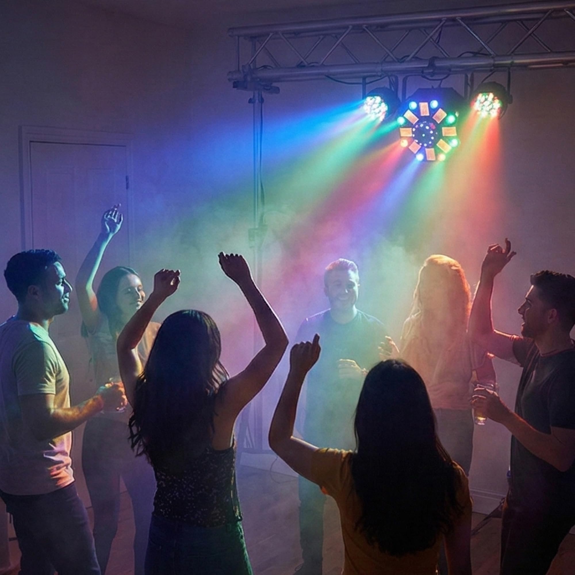 Chauvet DJ Swarm Wash FX ILS - Paquete de luces 4 en 1 con efecto Derby/Wash/Strobe con 2 cables DMX y paño de pulido Austin Bazaar