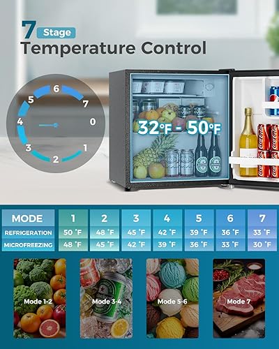 Miniatura 3 de Nevera pequeña con congelador  Mini refrigerador de una sola puerta de 1.7 pies cúbicos con termostato ajustable, ahorro de energía, bajo ruido,