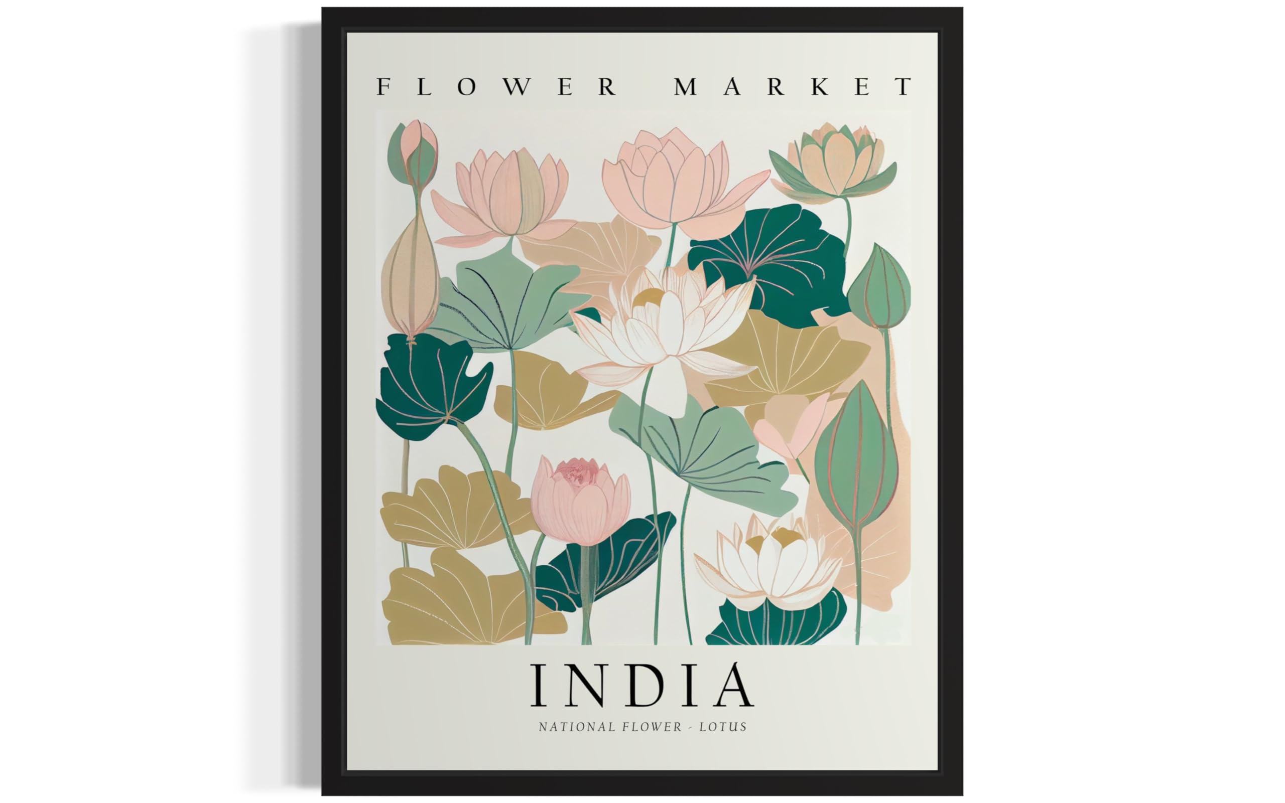 India Flower Market Art Print Poster, Wall Art Floral Painting Botanical Decor for Bedroom, Kitchen, Bathroom Livingroom Decoration 82A (India, 8 x 10