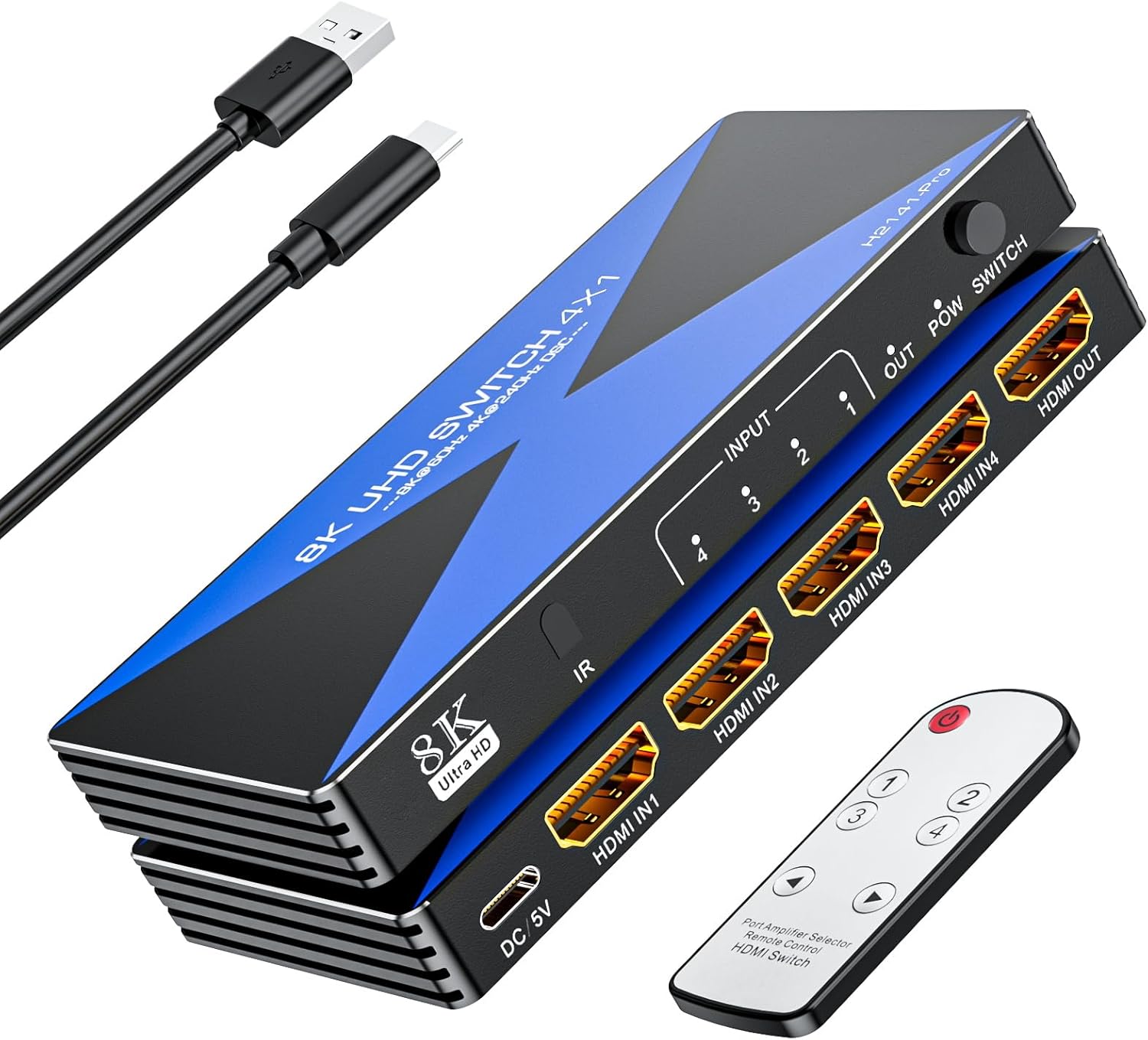8k@60Hz HDMI 2.1 Switch 5 in 1 Out Supports 4K@120Hz HDR10+ HDCP 2.3 VRR, HDMI Switch Compatible with PS5/4 Xbox Nienteen Switch Roku Fire Stick Apple TV to Connect Your TV Monitor Projector