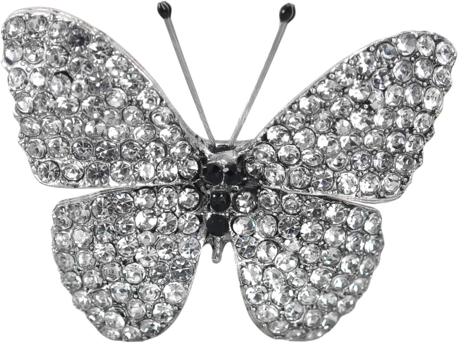 HURUMA Brooch for Butterfly Lovers Antique Silver Grey Imitation Diamond Rhinestone Metal Pin Corsage