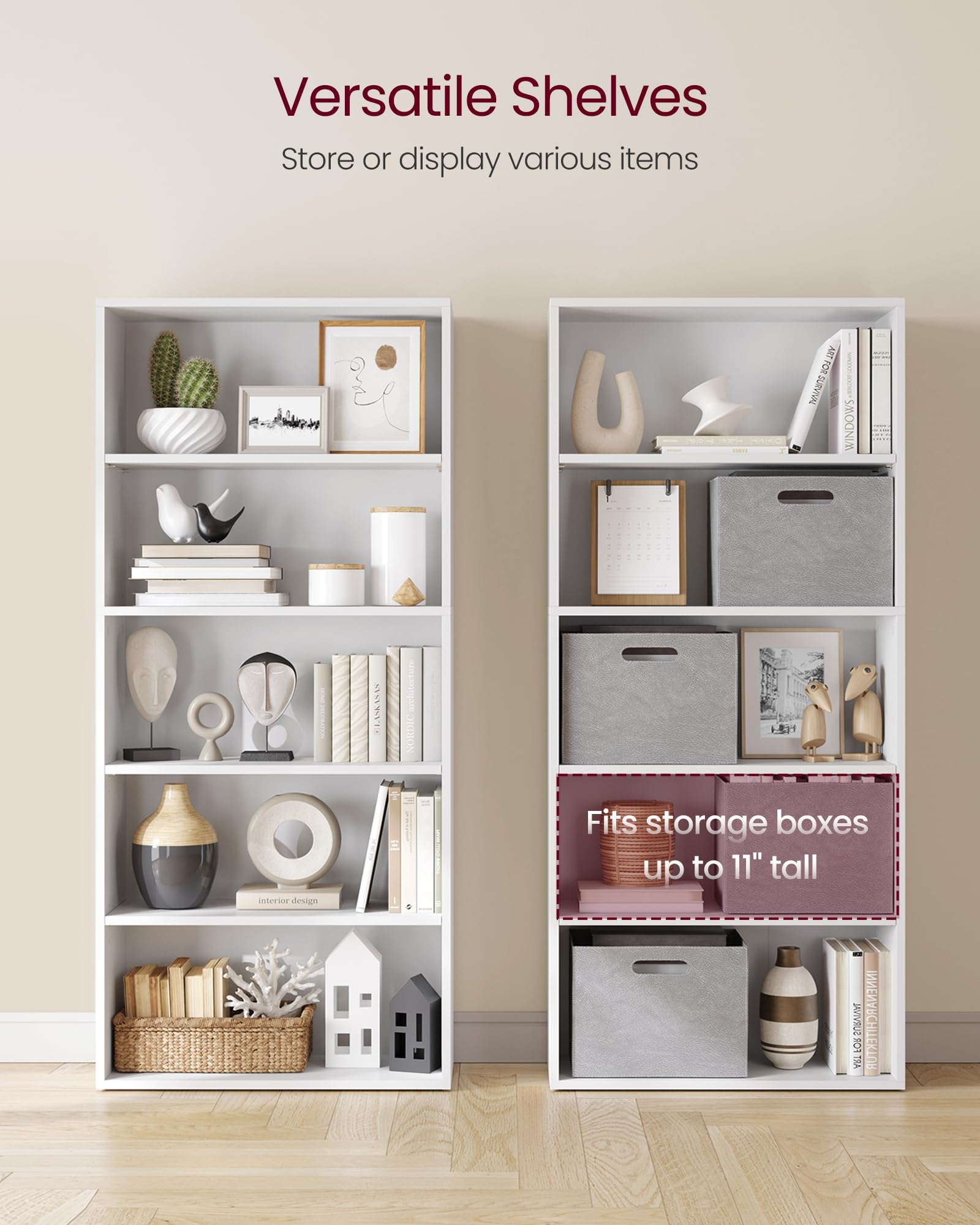 Best 5 Shelf Bookcase Picks for 2026 2 VASAGLE CUSTOS Collection - Bookshelf, 5-Tier Bookcase, Book Shelf, Open Storage — product photo