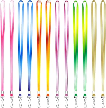 Korty 12 Packs Cruise Lanyards for ID Badges Gradient Design Lanyards with Swivel Hook Clips for Name Tag Lanyard ID Holder Ship Cards Carnival Sail Keys