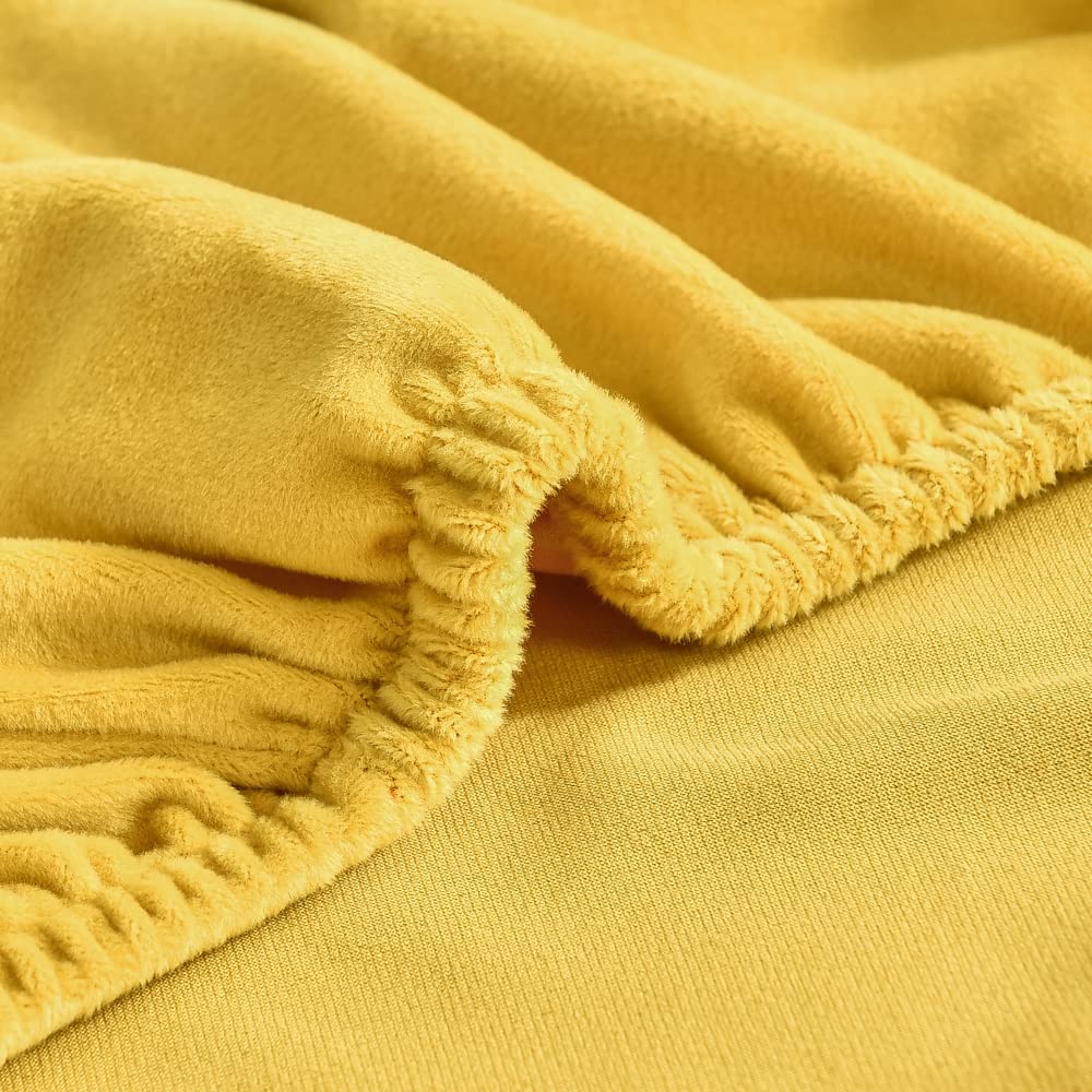 Highdi Velvet Copripoltrona con Orecchie Elasticizzato, Tinta unita 2-Pezzi Copridivano da 1 Posto con Fodera per Cuscino, Lavabile per Strandmon Bar Soggiorno Camera da Letto (Curcuma)
