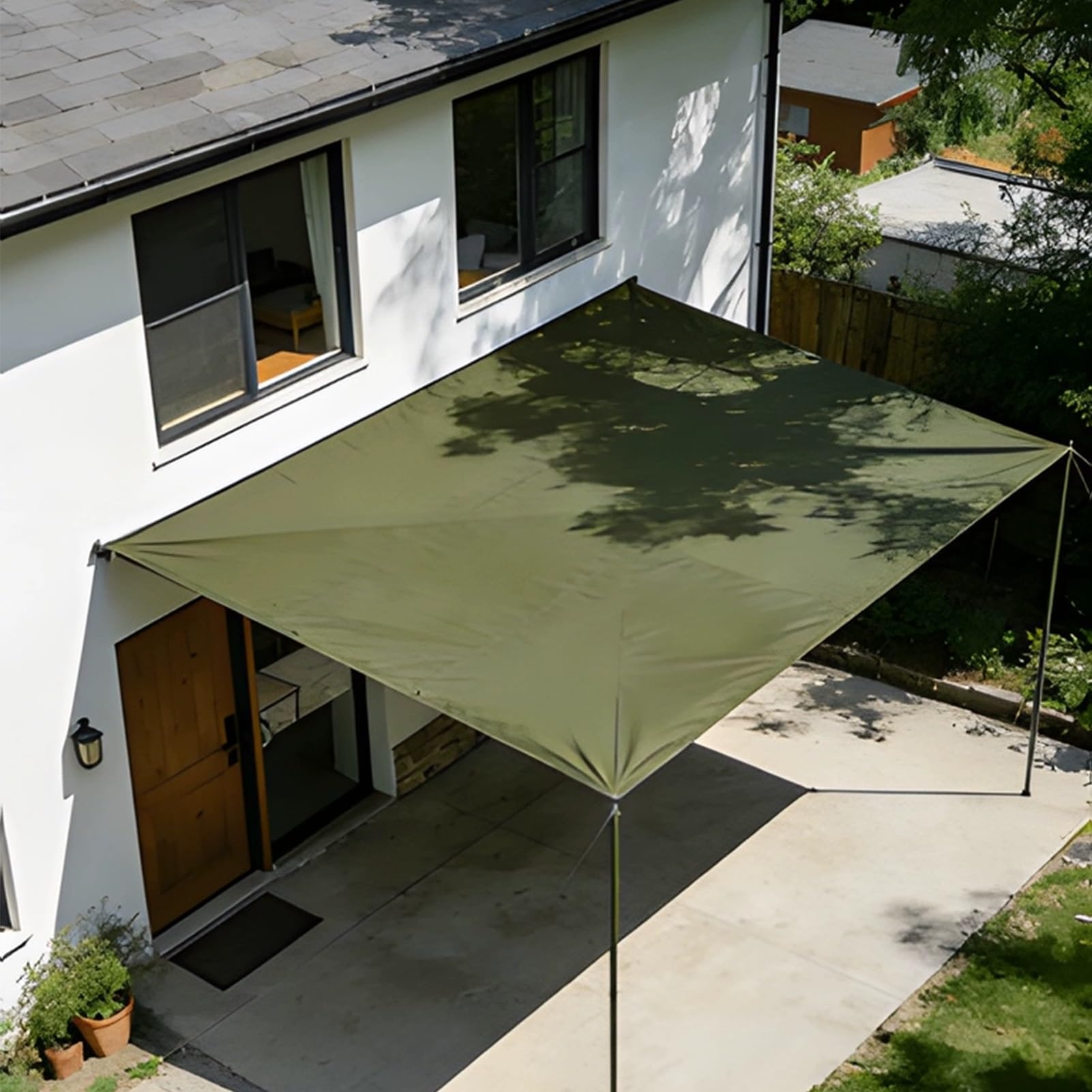 Green Heavy Duty Canvas Tarp 2x2m 3x4m 4x4m 5x6m 6x8m, Waterproof Tarpaulin for Roof, Garden, Farm, Firewood Storage and Camping Use(4x6m(13.1ftx19.7ft))
