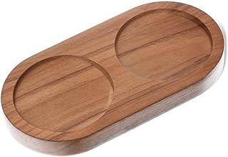 Salt Pepper Mill Tray Retro Colour Acacia Wood Tray Many Mills Shakers Holder Rest Salt Pepper Micronizer Accessories for Dining Kitchen Storage Table Protector (Pepper Mill not Included)