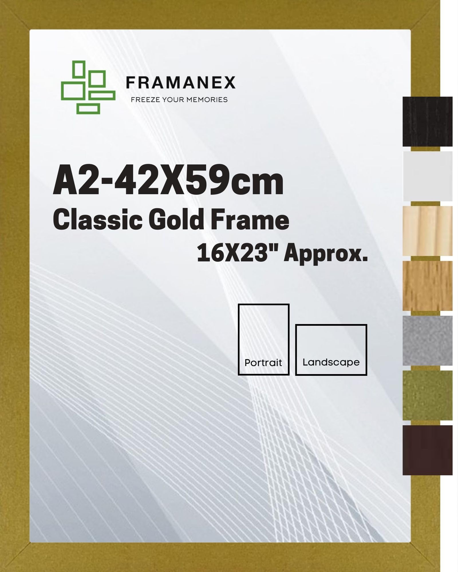 FRAMANEX Modern Dome Shape Frames | Gold Colour A2 Picture Photo Poster Frames | A2 Rectangle Picture Frame | Beautify Your Walls with SD Mold Wood Finish Photo Frame โ image 1