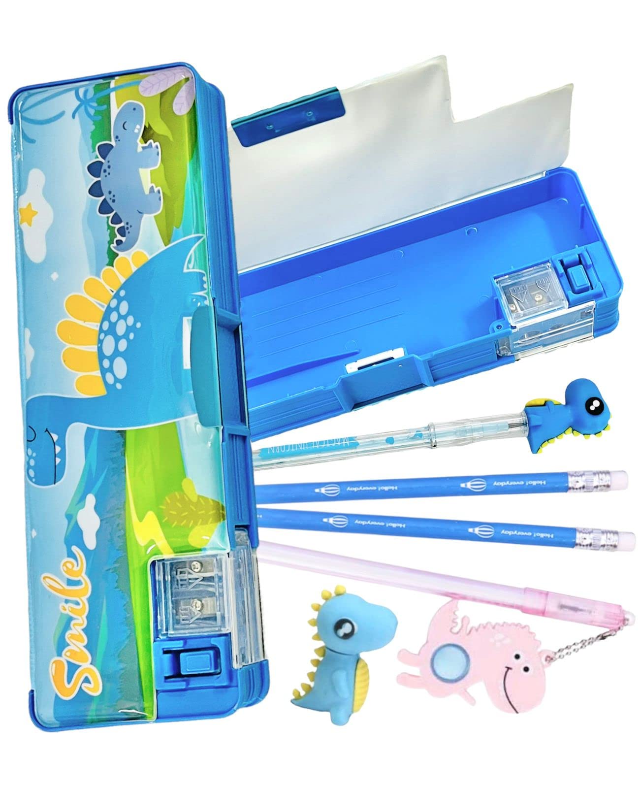 LE DELITE Dinosaur Pencil Box Magnet Stationery case Double Side Opening case / Cartoon Dinosaur Theme Jungle Jurassic Park Stationary Set Organizer for Kids Boys, Girls with Pencils, Pen, Eraser (B0B844Z6SG) Amazon Price History, Amazon Price Tracker