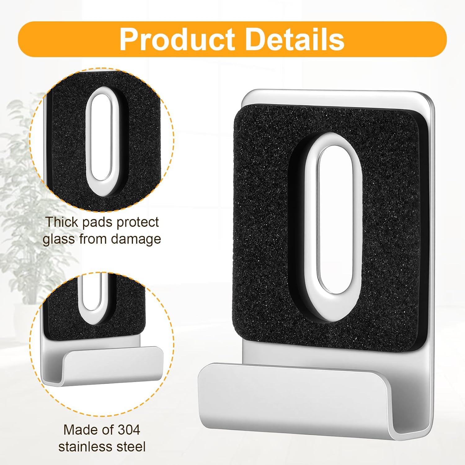 32 Pcs Metal Mirror Holder Kit, J Type Hanger Clip Kit with Screws Rubber Pads Heavy Duty Mirror Holder Clips for Frameless Mounting Wall Tile Billboard Display (1.5" x 1", Silver)