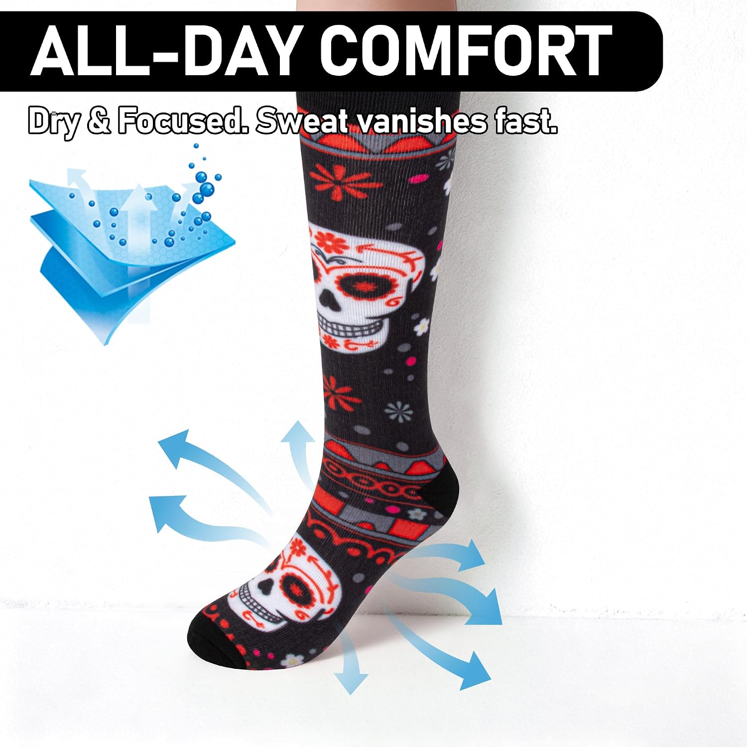 Merino Wool Ski Socks Thermal Knee High Warm Winter Socks Stylish Funny for Skiing Snowboarding Unisex