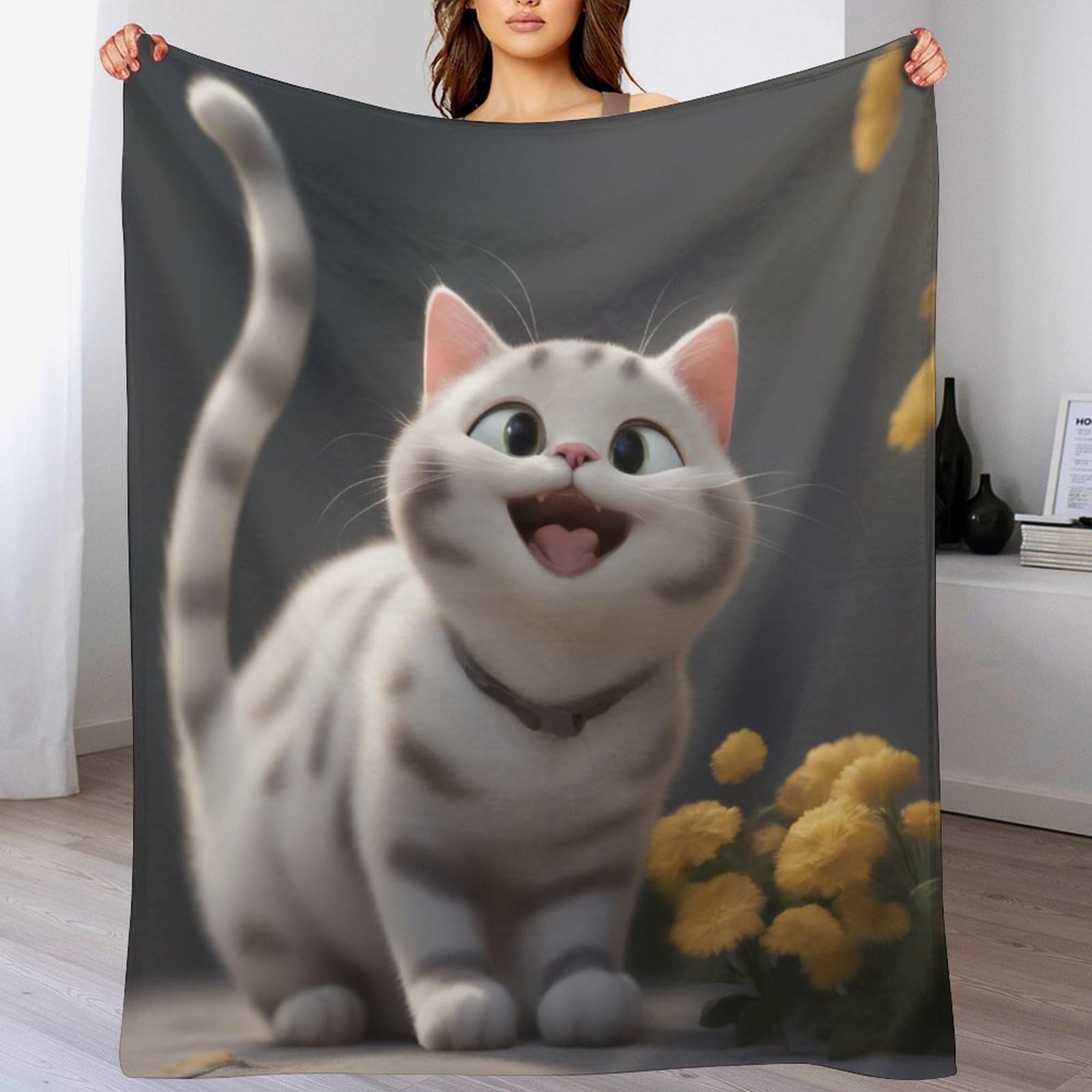 Couverture chat lourde en flannel hypoallergénique de qualité supérieure pour lit douillet
