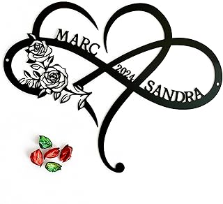 Custom Infinity Heart Sign with Roses, Metal Wall Art Plaque, Laser Cut ...