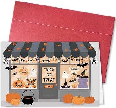 Vintage Halloween Store Card, Funny Costume Shop Halloween Card for Family Friend, Spooky Season Gift for Woman Man