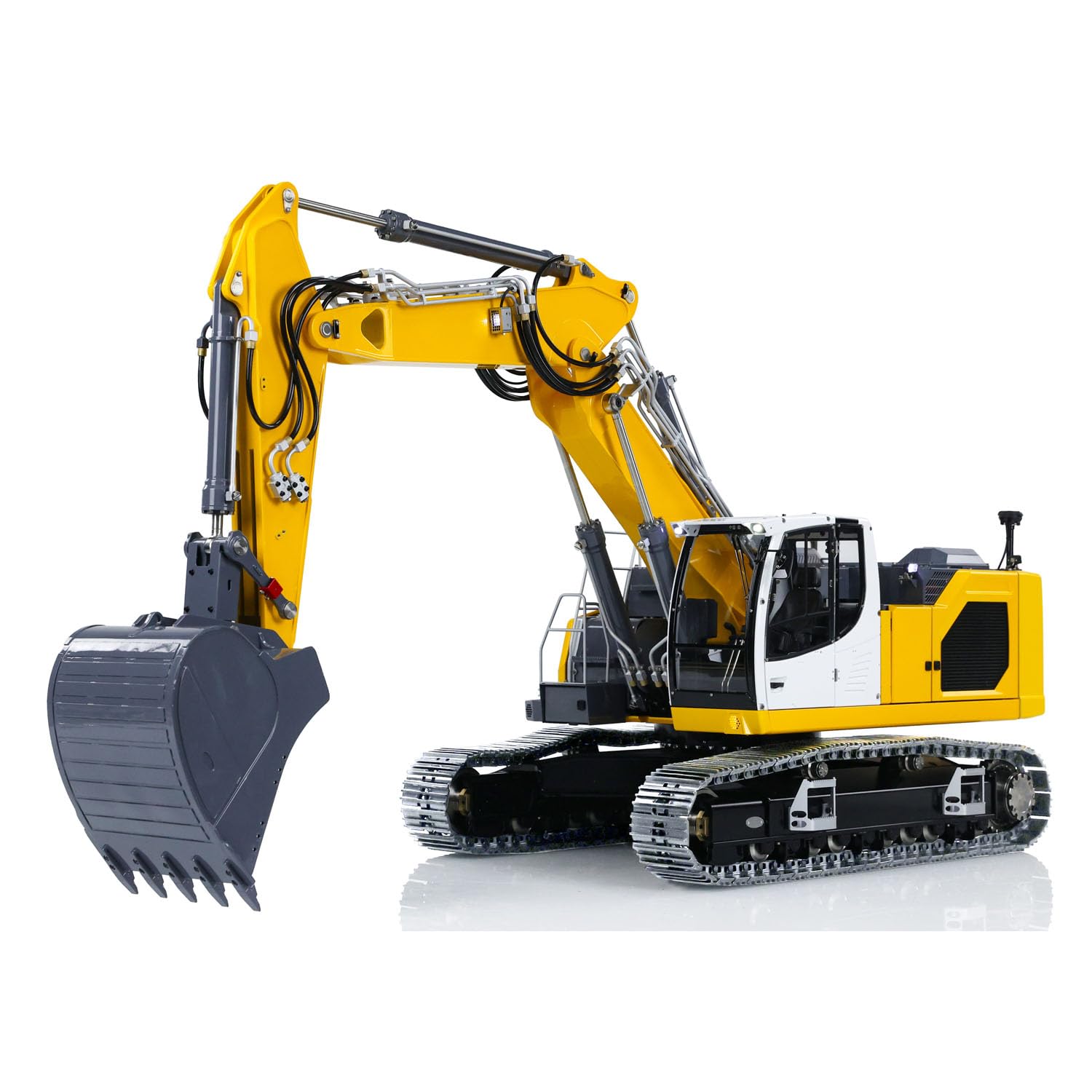 Escavatore idraulico RC, scala 1:14, a 3 bracci, Aoue-LR945, in metallo laccato, assemblato