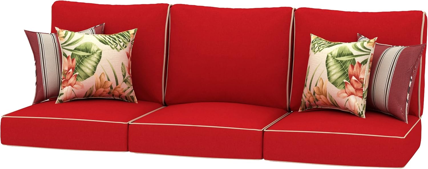 Creative Living Patio 24x24 Replacement Cushions with Decorative Pillows, 4PC Chat, Red : Everything Else