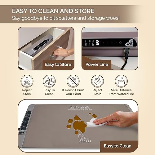 Miniatura 4 de Tapete de calentamiento de alimentos  Bandeja eléctrica de silicona de calentamiento rápido con temperatura de 4 niveles, mesa de protección de pies