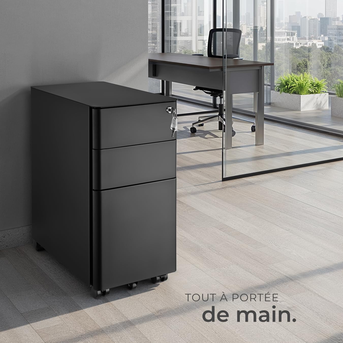 tectake® Caisson Bureau Meuble de Rangement Armoire de Bureau métallique Industriel 30x50x59,5 cm Verrouillable Meuble tiroir Rangement Bureau avec 3 Tiroirs pour Rangement Papier administratif
