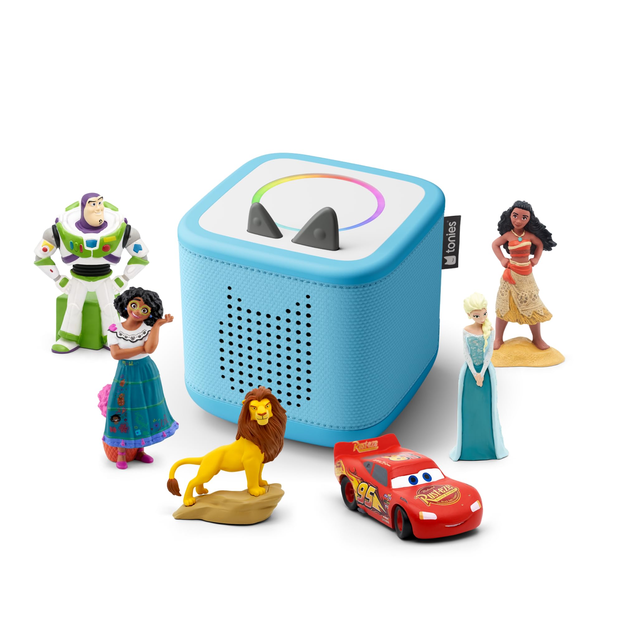 Toniebox 2 Audio Player Disney Bundle for Kids 3+ with Elsa, Moana, Lightning McQueen, Simba, Encanto, and Toy Story - Sky Blue