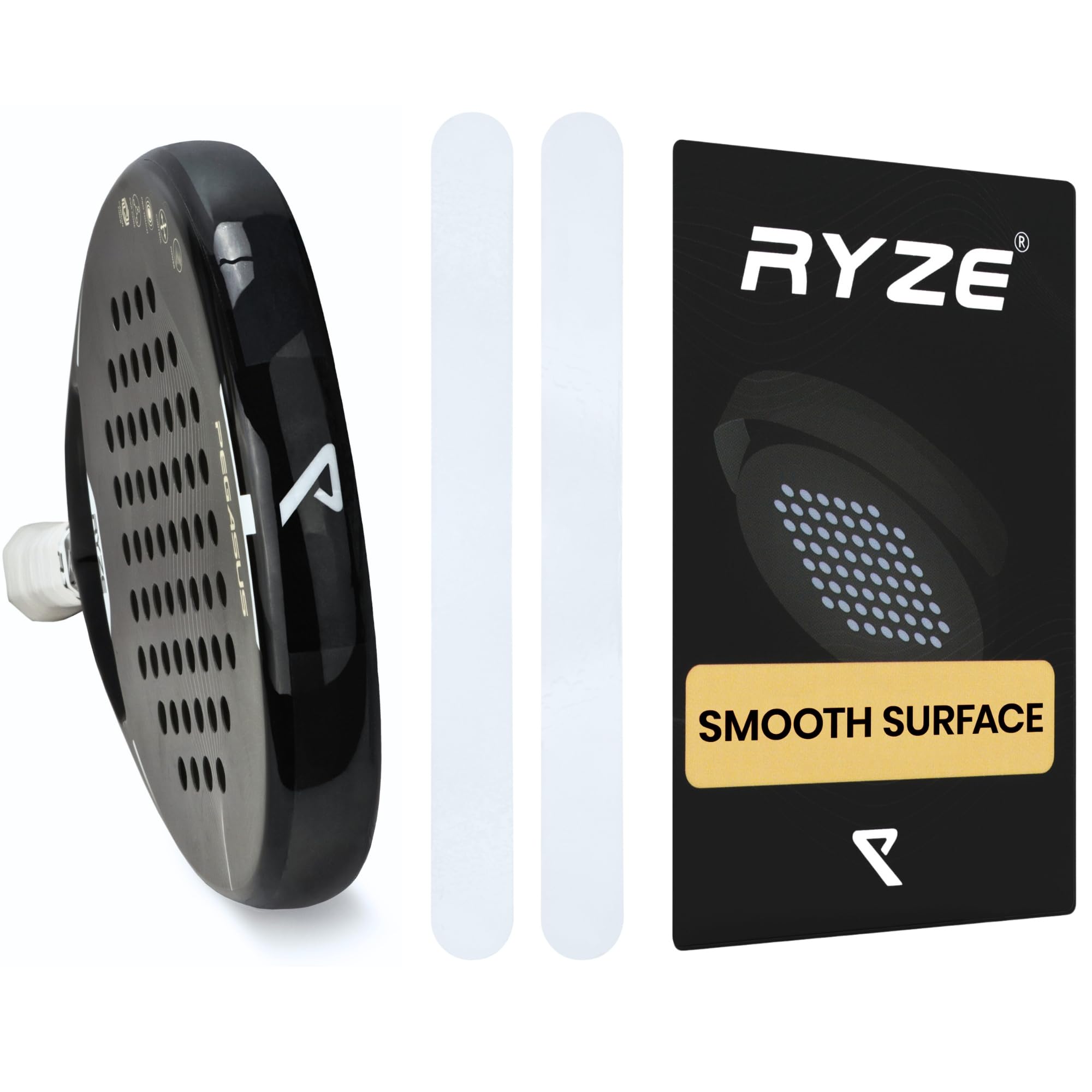 RYZE Transparent Padel Racket Protector - Smooth Surface - Padel Racket Bumper in Pack of 2 - Durable and Elastic Padel Bumper - Easy to Apply - Minimal Air Bubbles