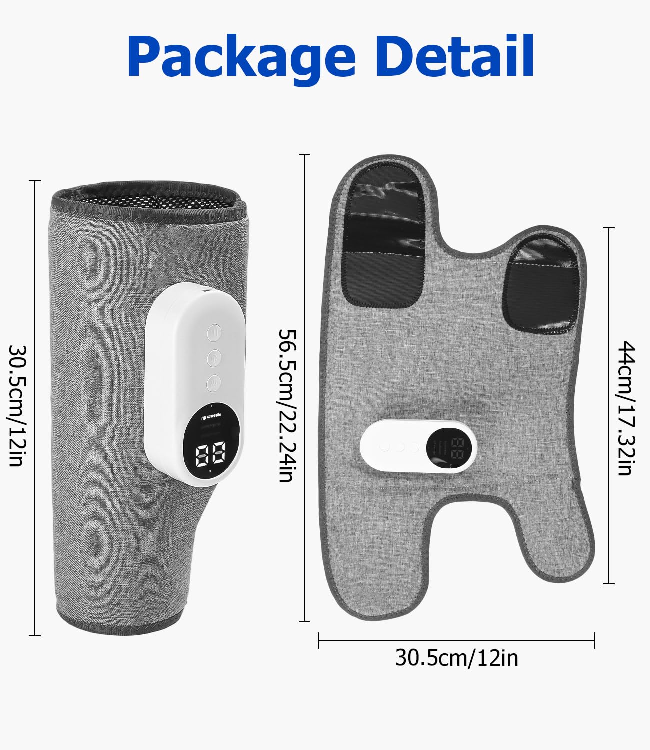 Masajeador de Piernas y Pantorrillas con Calefacción, 3 Modos de Masaje, Recargable USB-C, Alivio para Piernas Cansadas