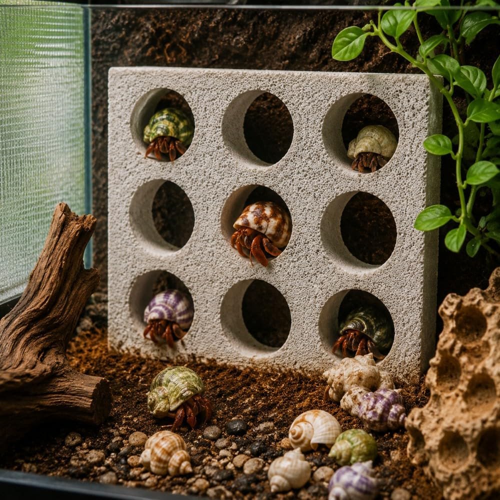 Hermit Crab Climbing Wall, Hermit Crab Tank Accessories with Honeycomb Hideout Shelter, Vertical Climbing Toy Habitat Decor with Multiple Holes for Pet Hermit Crabs image 3