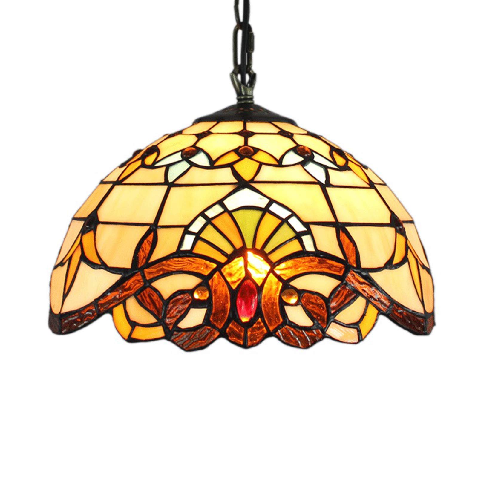 HJRegaFimu Pendant Lamp For Dining Room Decoration Hanging E27 Vintage Stained Glass Interior Light Bedroom Bedside Living Restaurant Corridor Stairway Hotel Chandelier 40cm