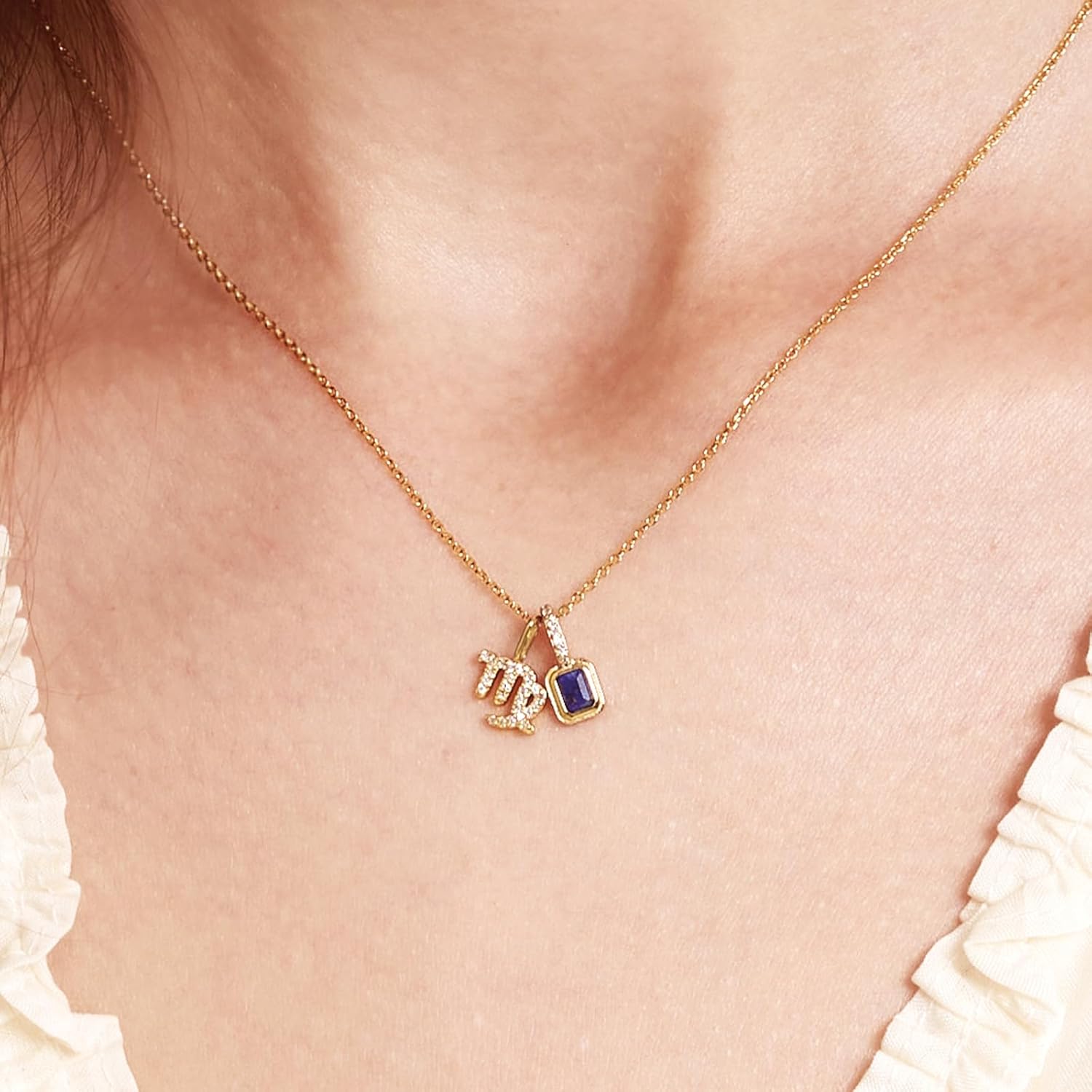 Natural Gemstone Brithstone Zodiac Necklaces for Women,S925 Sterling Silver Necklace,14K Gold Plated,Anniversary, Valentine's Day,Birthday Gifts for Wife, Girlfriend,Mom,Mother,Charm Fashion Necklace,Jewelry - Image 4