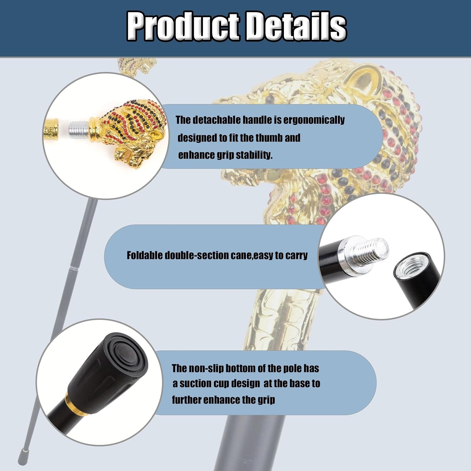 Red Lion Head Fashion Walking Cane, Cosplay Luxury Party Men Womens Decorative Canes, Anti Slip Fashion Decorative 90cm
