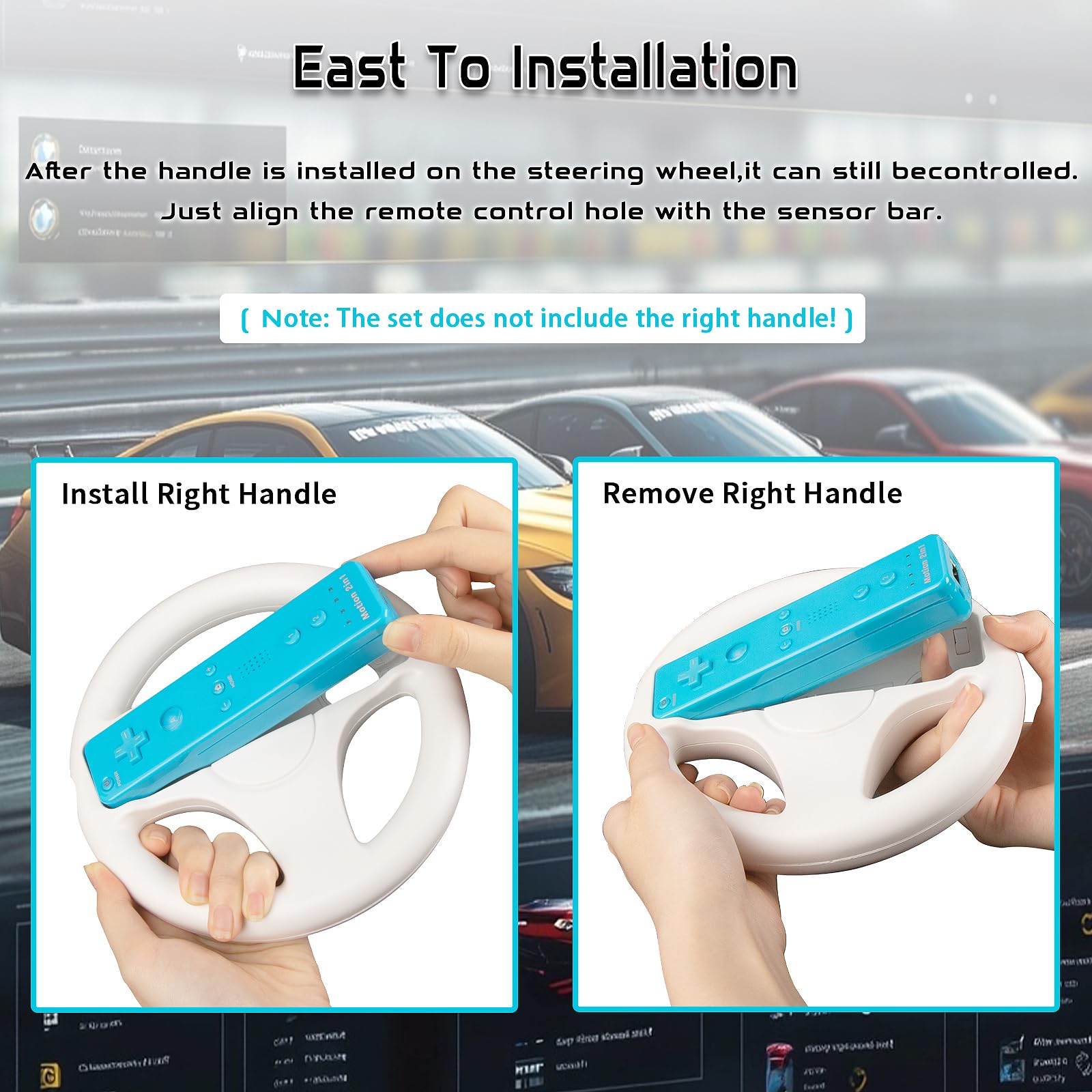 Machine-Ya Wii Zapper Gun et volant compatibles avec Nintendo Wii et Wii U Remote Game (lot de 2, blanc)