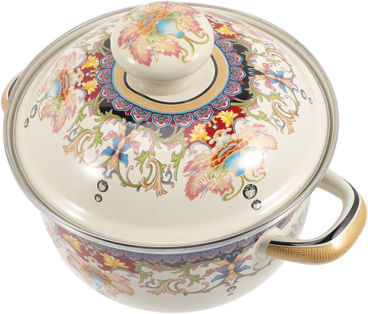 エナメル エナメル ストックポット ダブルハンドル シチューポット スープポット 蓋付き ブレイザーパン 蓋付き スープクッカー ソ