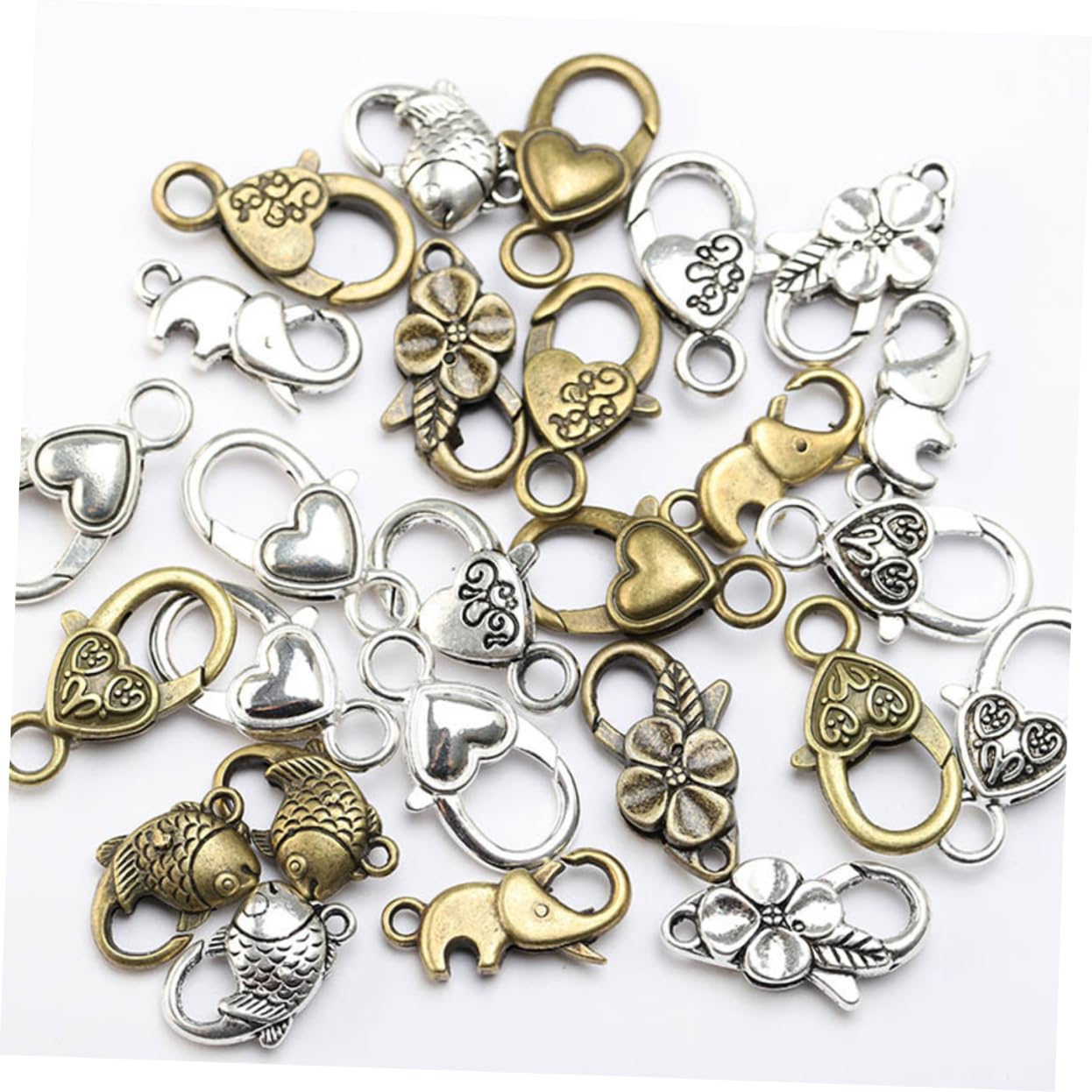 120stücke Vintage Silberne Schnallen Herzförmige Verschlüsse Für Schmuckherstellung Für Halsketten Und Armbänder