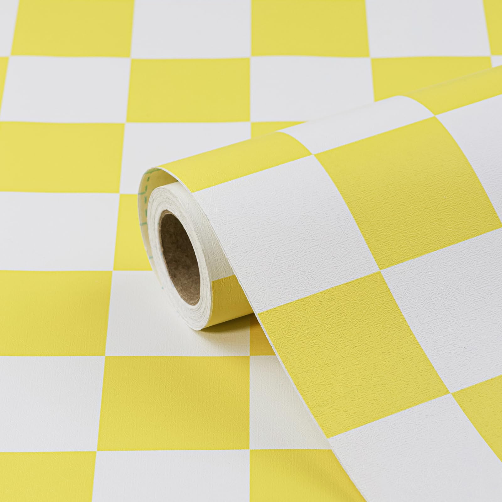 Amiya Checkered Wallpaper Peel and Stick Yellow Mosaic Checkerboard Contact Paper 17.3”X1200”Modern Self Adhesive Vinyl Removable Wall Paper for Shelf