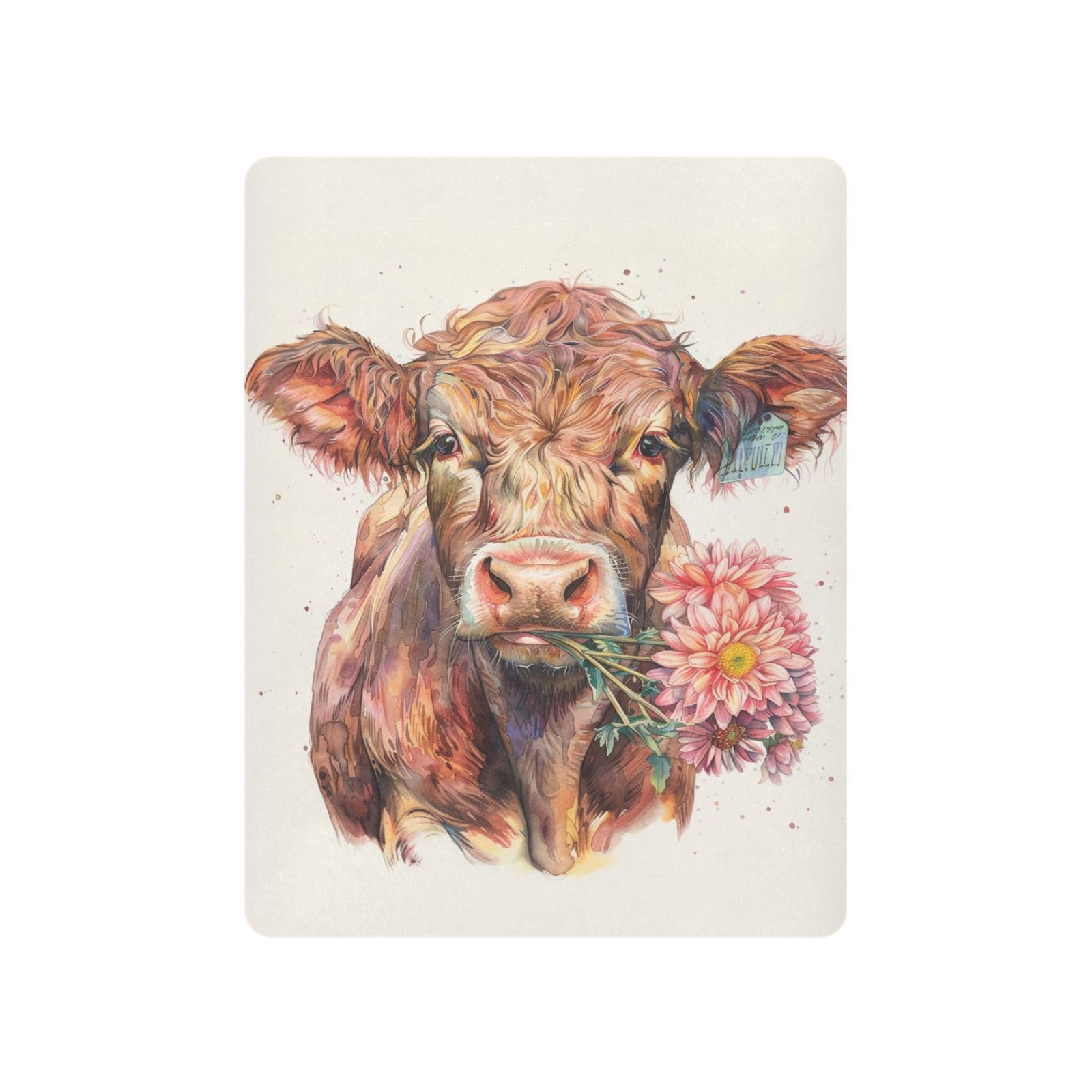 JIPONI Cow Flower Soft Playard Sheet- Pack & Play Sheets Fitted, Breathable Mattress Cover for Standard Size Play Yard, 39’x27’x5’