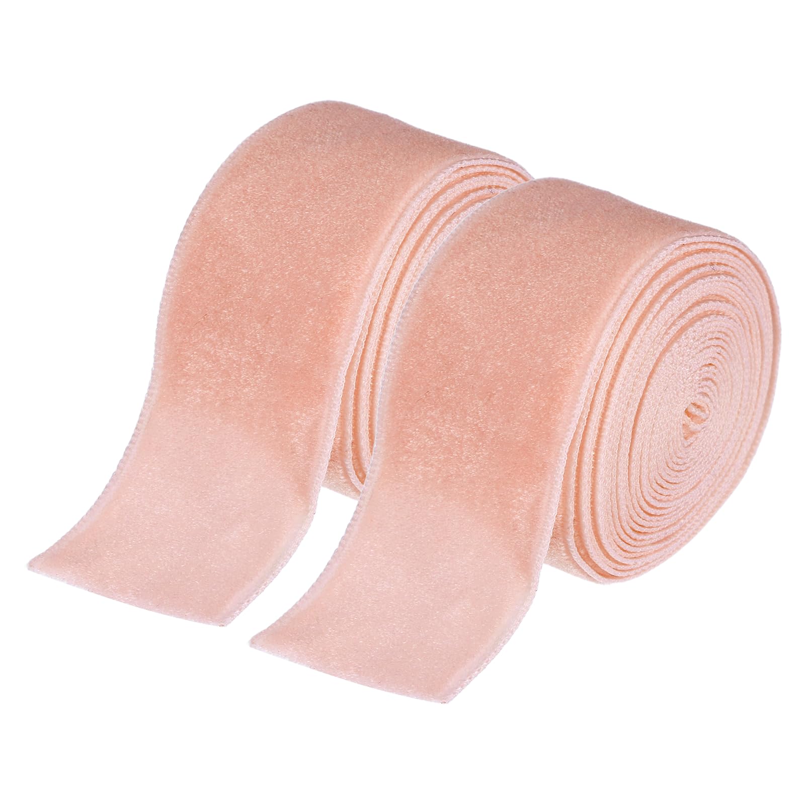 sourcing map Velvet Ribbon 2.5cm x 3.6m Single Face Spool Apricot