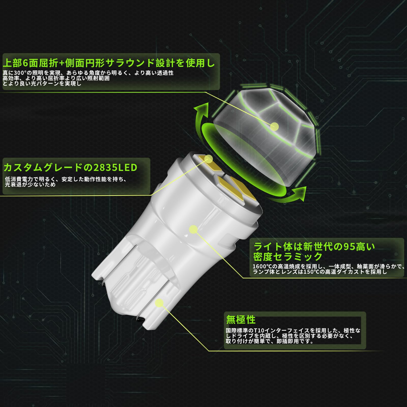 Amazon.co.jp: ZXREEK JP 公式旗艦店: T10 LED ポジションランプ