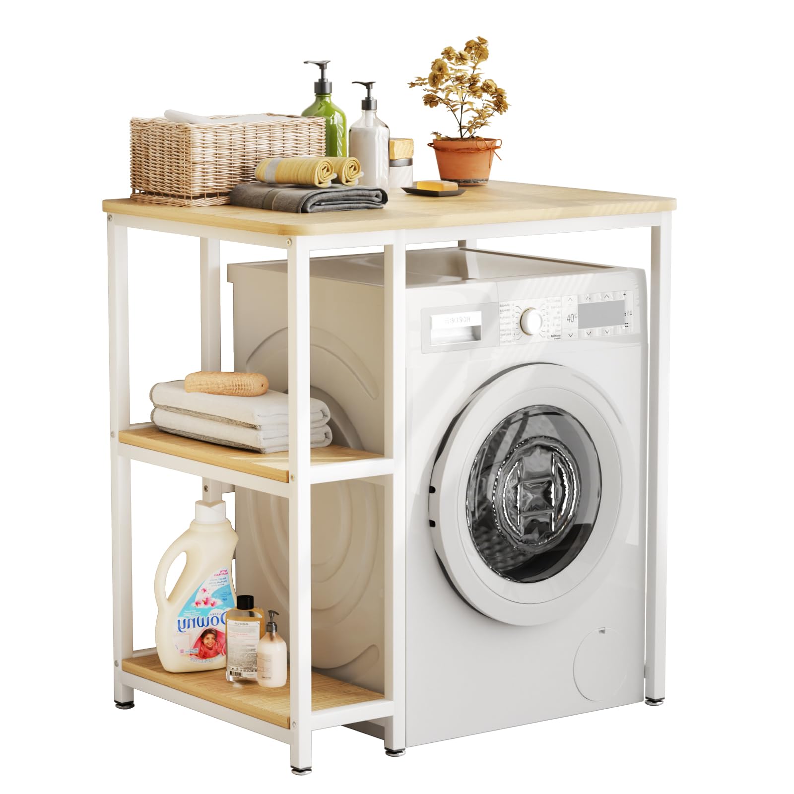 Mueble para Lavadora, Armario de baño, Armario para Lavadora con Compartimentos, 90x60x95cm