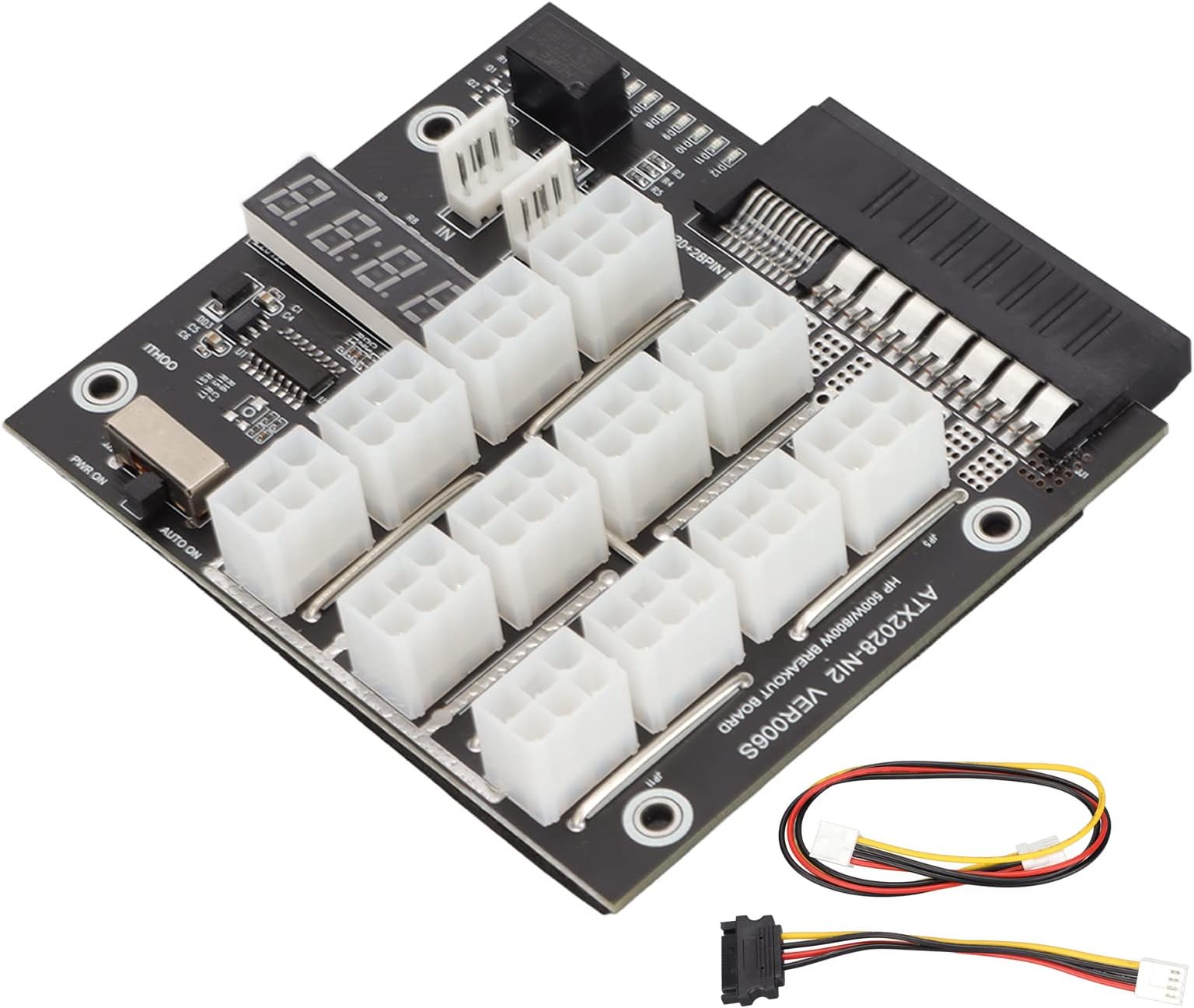 Mining GPU Breakout Board, 2200W PSU GPU Mining 12 Port 6 Pin PCIe, PSU1 to PSU2, PSU2 to PSU3, Mining Distribution Board, 12V Power Breakout Board for GPU Graphics Cards
