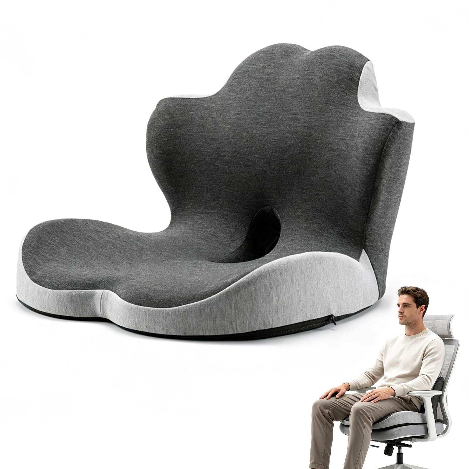 Memory Foam Cushion, Ergonomic Coccyx Cushion for Office Chair & Car Seat