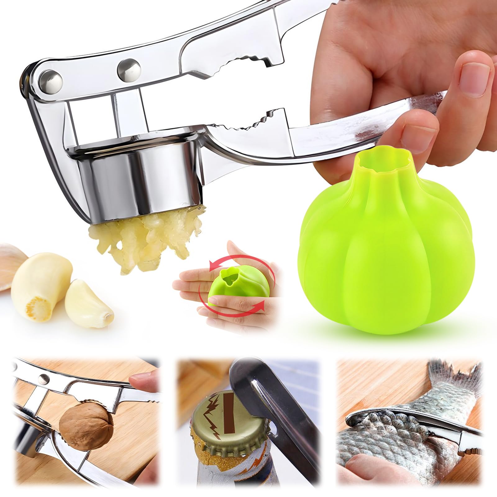 Set spremiaglio e pelapatate, in silicone, con tritacarne e schiacciare, tritatutto manuale e schiacciapatate per schiacciare e tritare facilmente la cucina