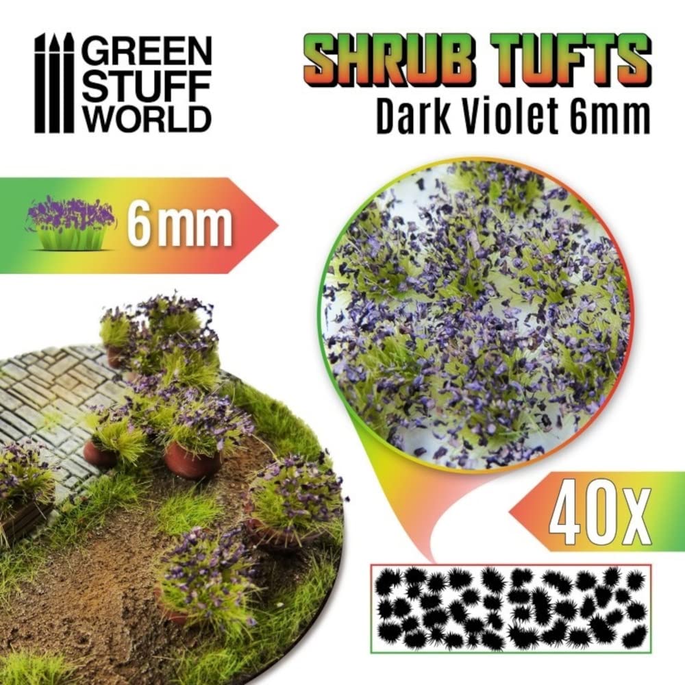 Green Stuff World Arbusti Tufts – 6 mm autoadesivi, viola scuro 10743
