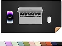 Vista 21 de Protector de escritorio de cuero, tapete de escritorio grande con corcho natural y cuero PU, alfombrilla para mouse, alfombrilla de escritorio