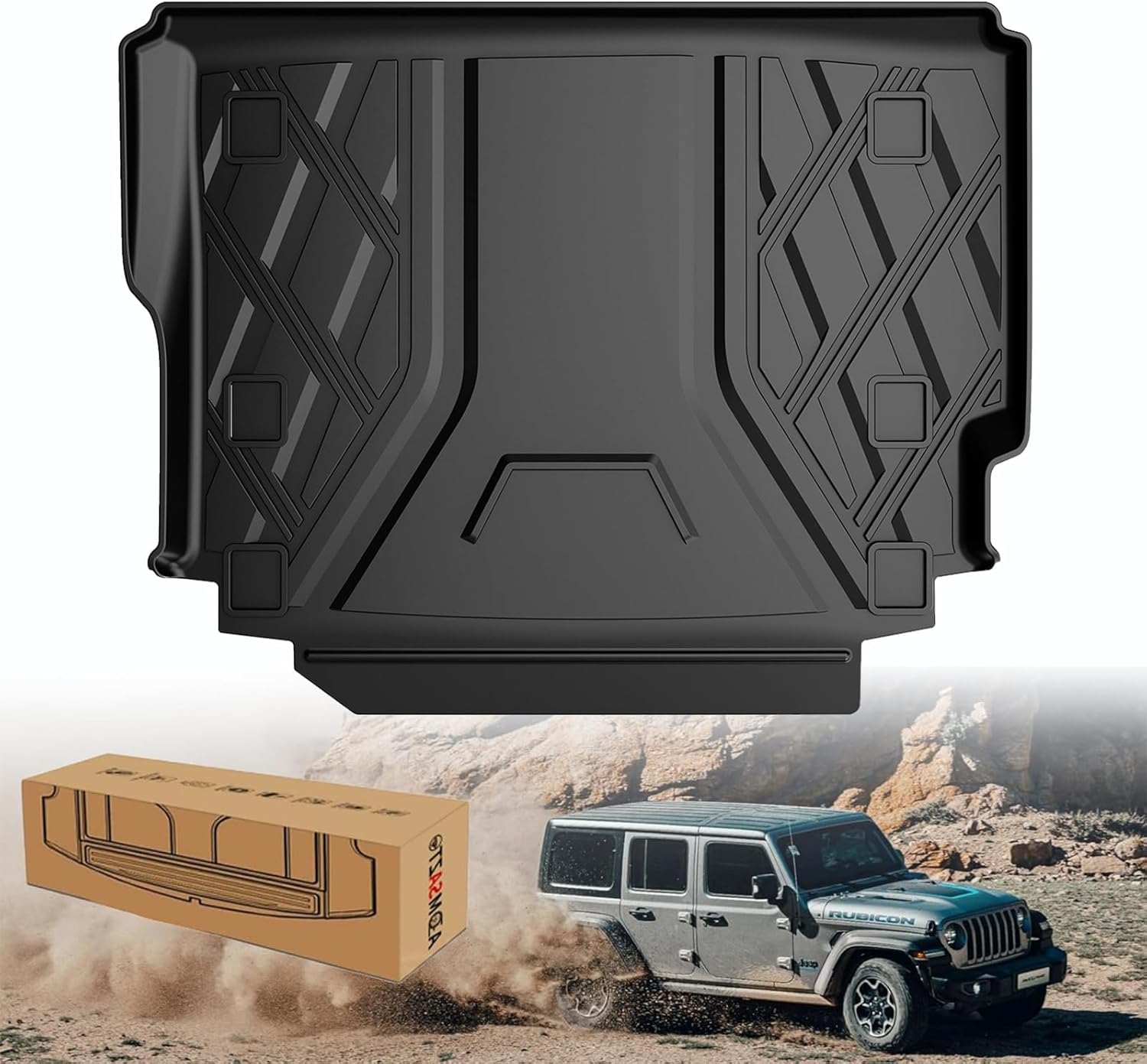 Upgraded Wrangler JL Trunk Mat | AOMSAZTO Cargo Liner for 2018-2025 Jeep Wrangler JL 4X4 Without OEM Subwoofer, All Weather Upgrade Cargo Mat Rubber for Wrangler JL-(Not for JK or 4XE) 6) for Jeep Wrangler JL Without Subwoofer 2018-2025 Cargo Liner